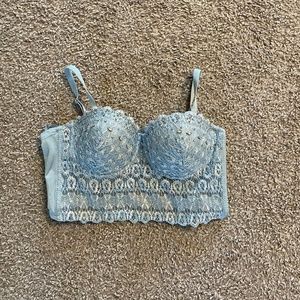 Light blue crop top with sequins, Windsor